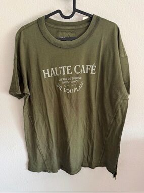 aerie Olive Green 'HAUTE CAFÉ' Graphic Tee